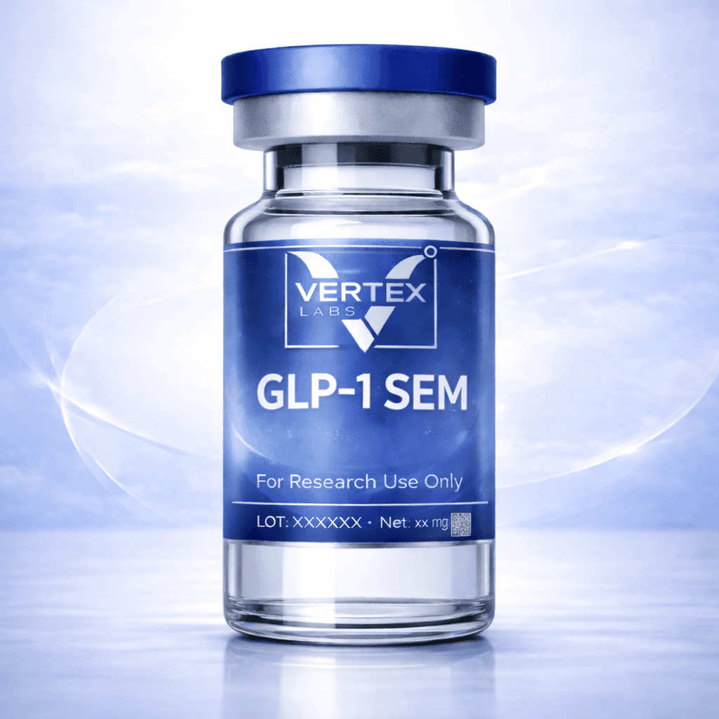 Vial of GLP1 research peptide, Vertex Labs
