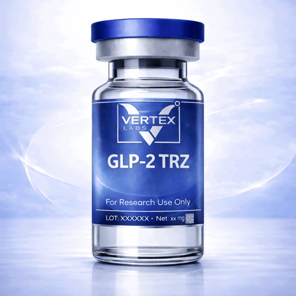 Vial of GLP2 research peptide, Vertex Labs