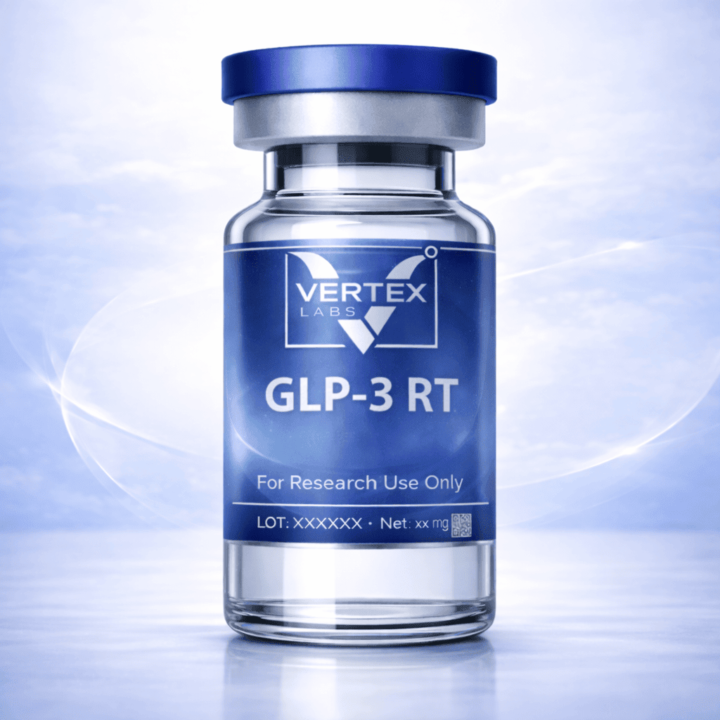 Vial of GLP3 RT research peptide, Vertex Labs