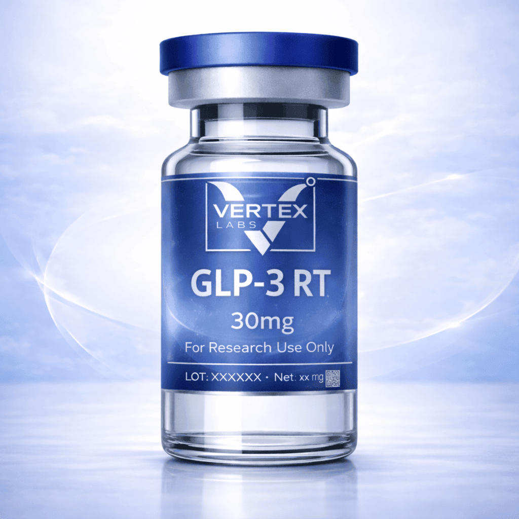 Vial of GLP3 30mg research peptide, Vertex Labs