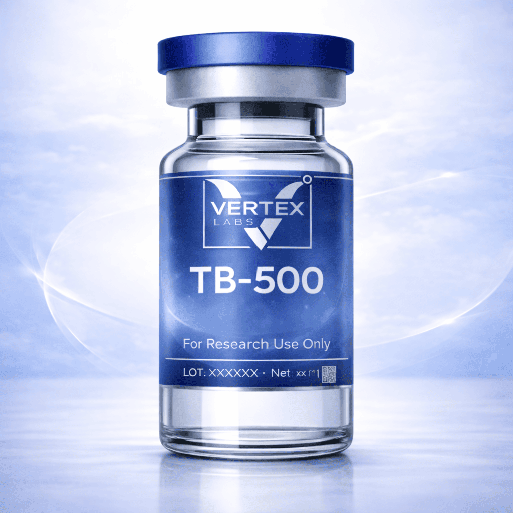 Vial of TB500 research peptide, Vertex Labs